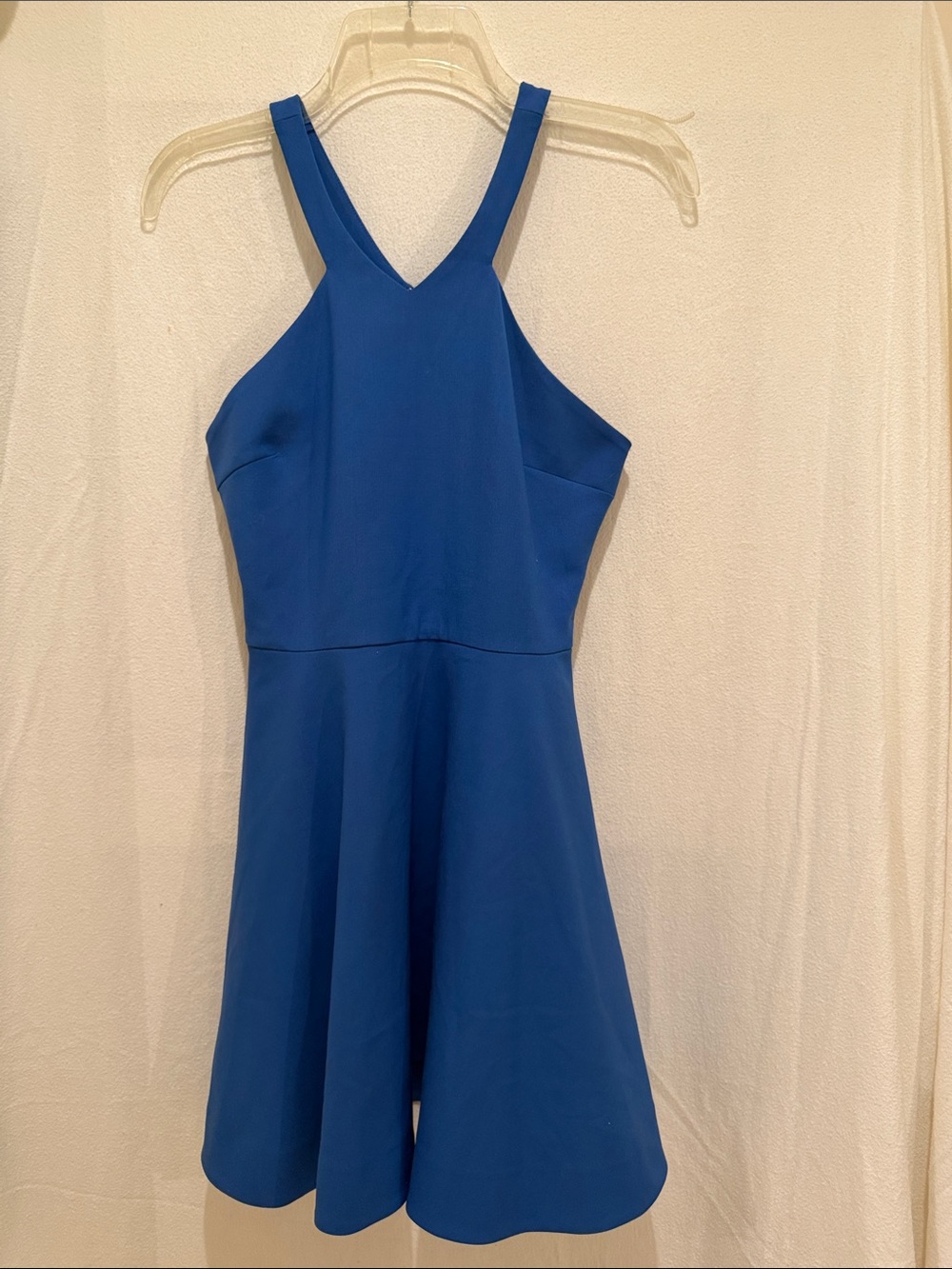 Blue Halter Fit-and-Flare Dress